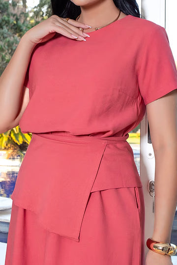 Vestido Amplo Longo Com Cinto