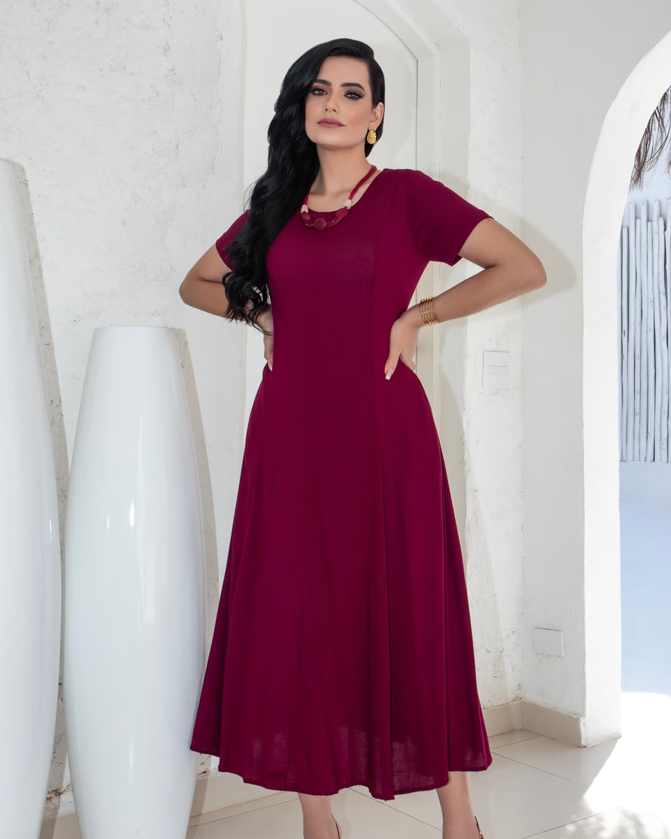 Vestido Liso Maxi Midi 9086