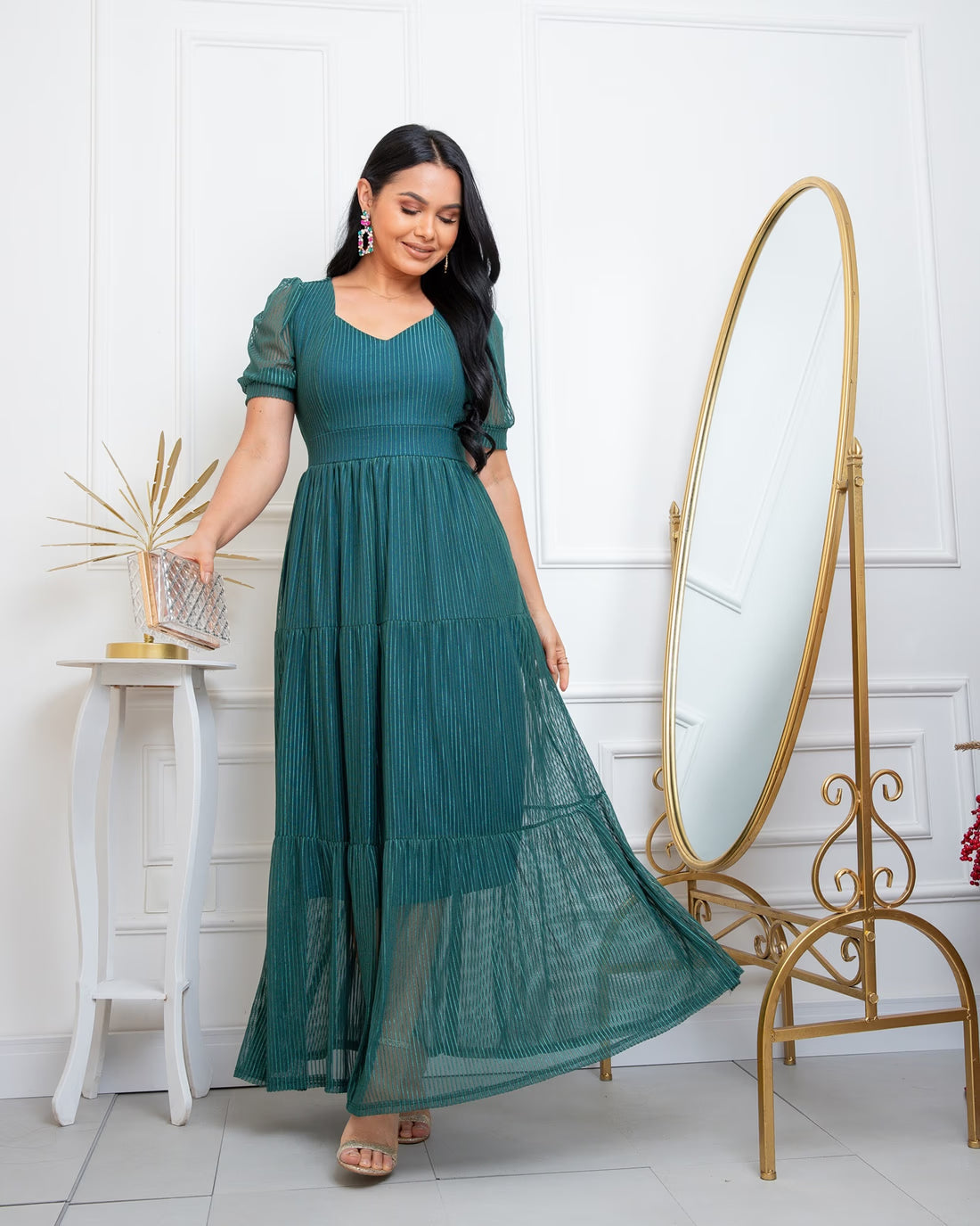 Vestido Longo Em Tule Liso