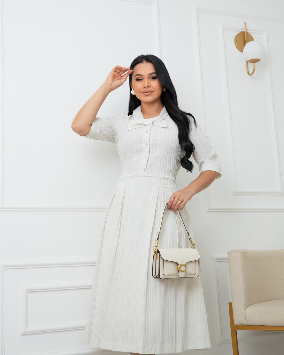 Vestido Tricoline Com Botões